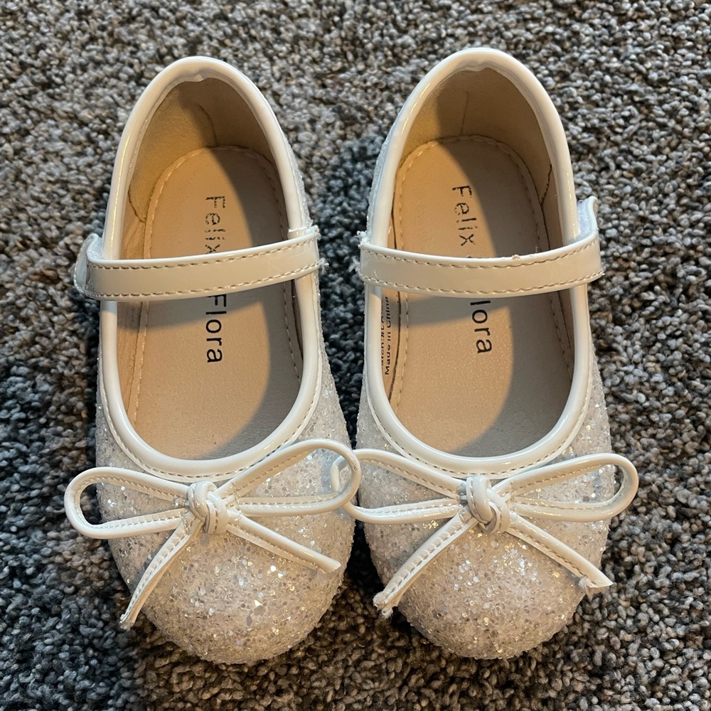 White Glitter Dress Shoes for Kids